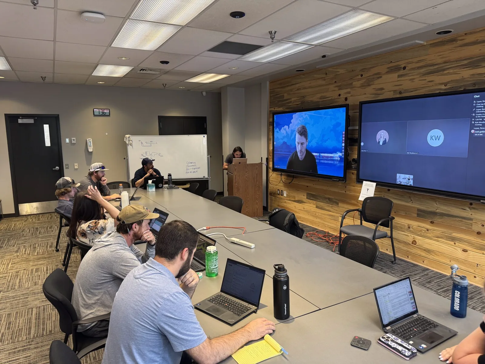 The Arterial team running an onboarding session with City of Boulder staff, a colleague joining by video call